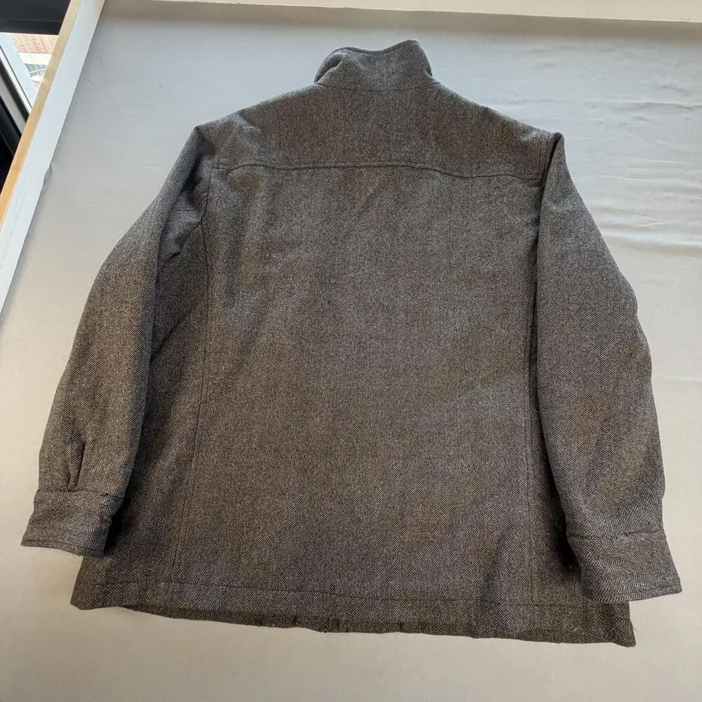 Banana Republic Jacket Mens 2XL Gray Herringbone Tweed Military Full Zip Lined